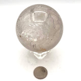 Quartz Sphere with Tourmaline and Hematite