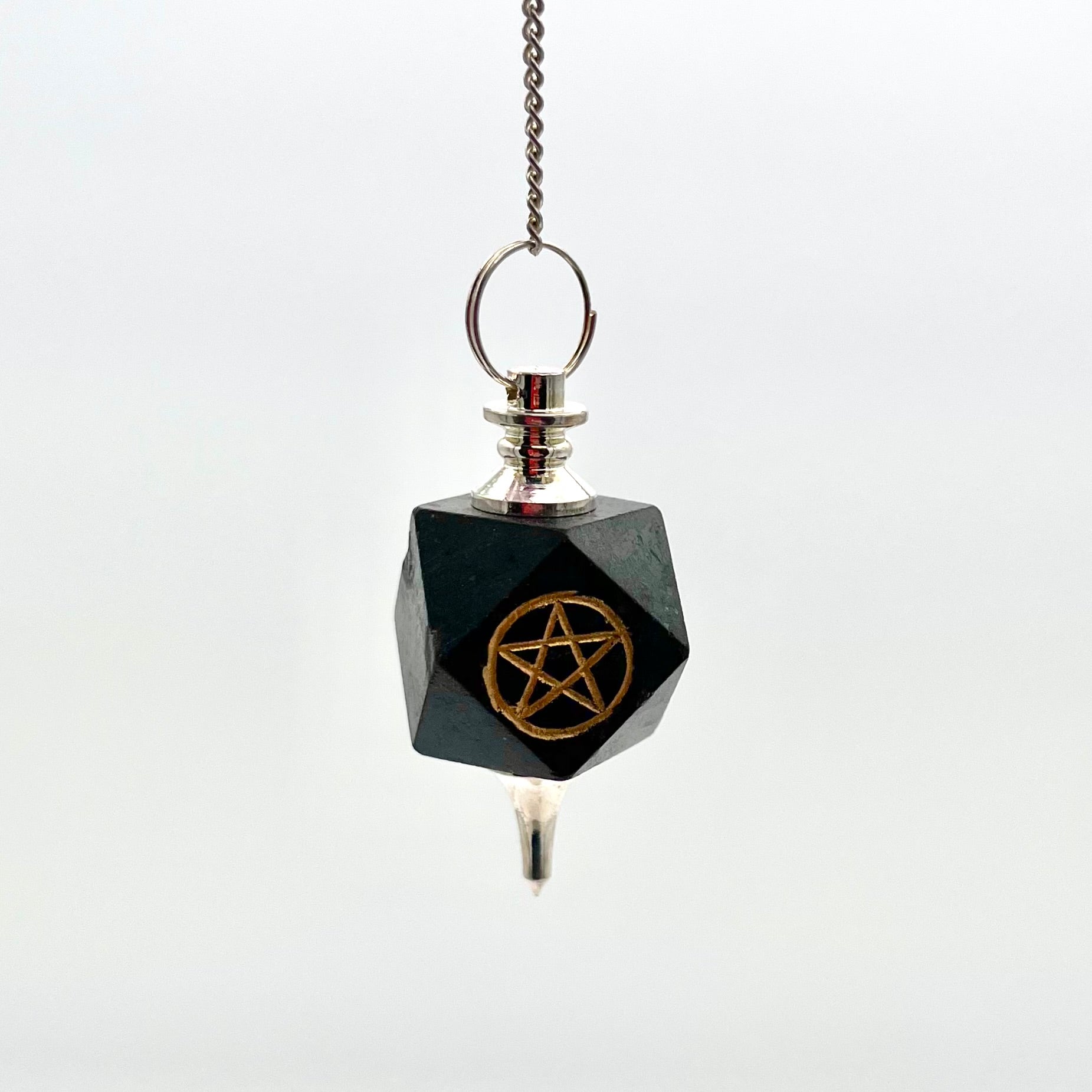 Black Tourmaline Sacred Geometry w/ Reiki Symbol Pendulum