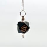 Black Tourmaline Sacred Geometry w/ Reiki Symbol Pendulum
