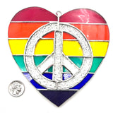 Stained Glass Peace Love Rainbow Heart