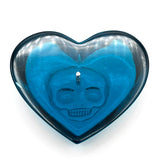 Double Sided Carved Morganite Skull in Blue Quartz Base