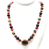 Rare, Stunning Necklace w/ Exquisite Australian Opal, High Grade Beads of Tiger Eye, Amethyst, Lapis Lazuli, Quartz, Amber, Carnelian, Garnet, Obsidian, Aventurine & 14k Gold Dragon Beads
