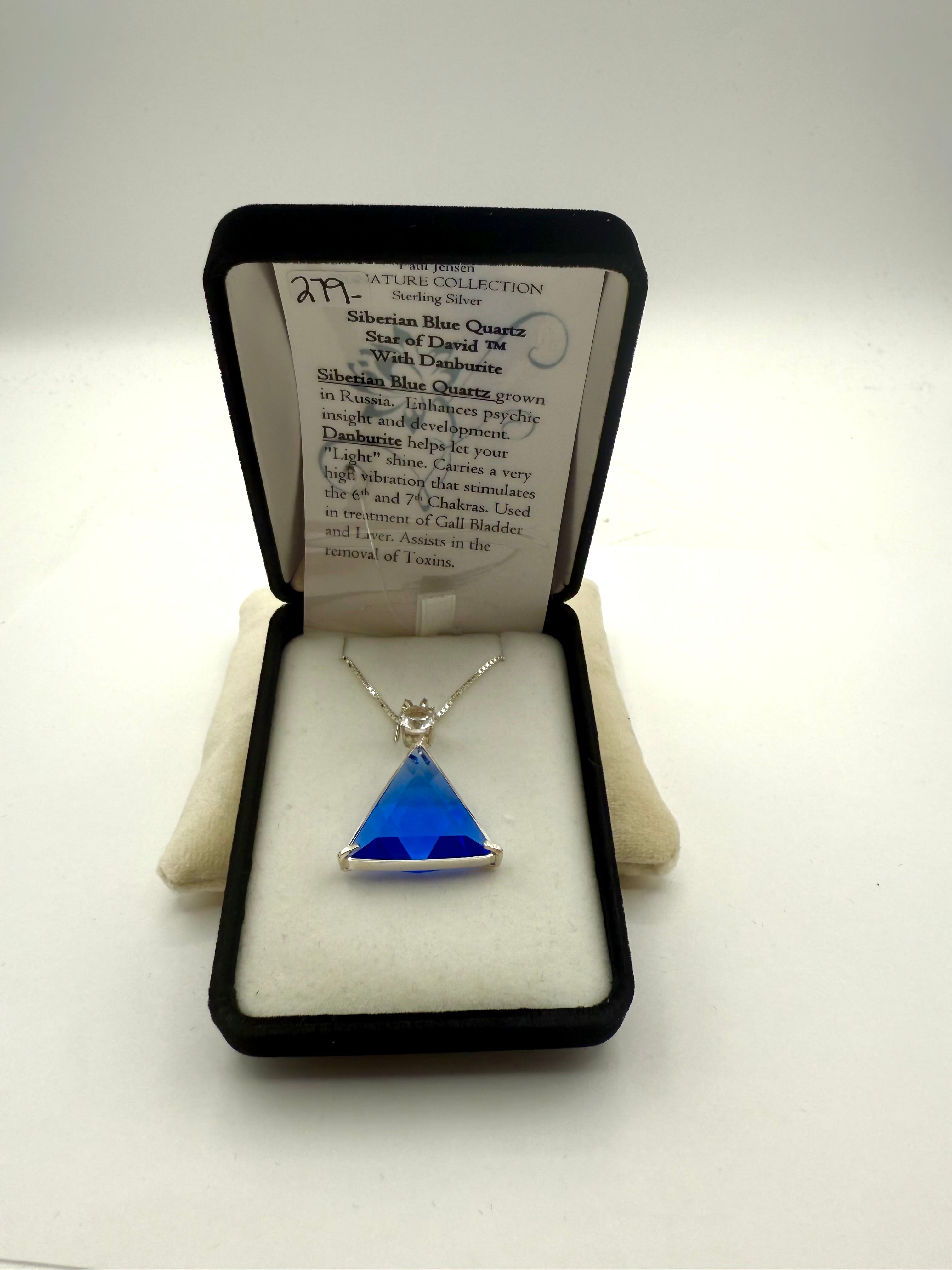 Siberian Blue Quartz Star of David w/ Round Cut Danburite- Paul Jensen Signature Collection