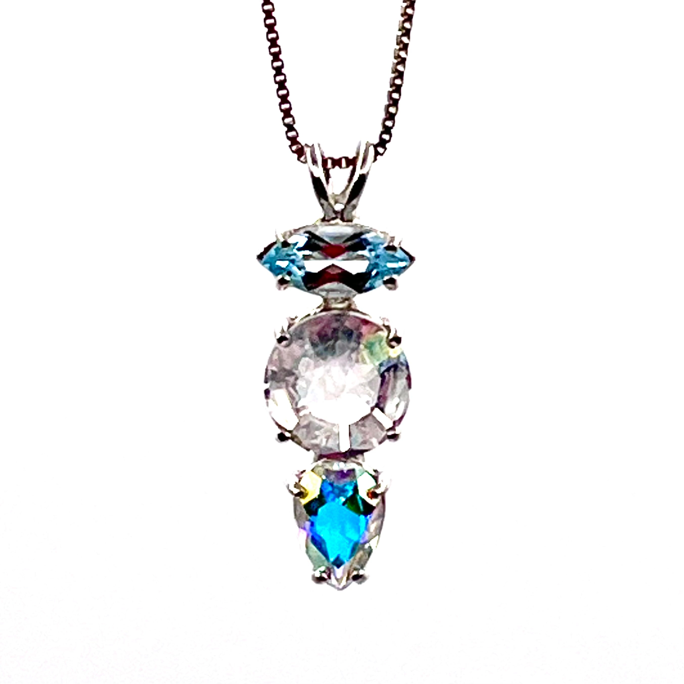 Blue Topaz, Angel Aura Mini Radiant Heart& Mystic Topaz Necklace- Paul Jensen Signature Collection