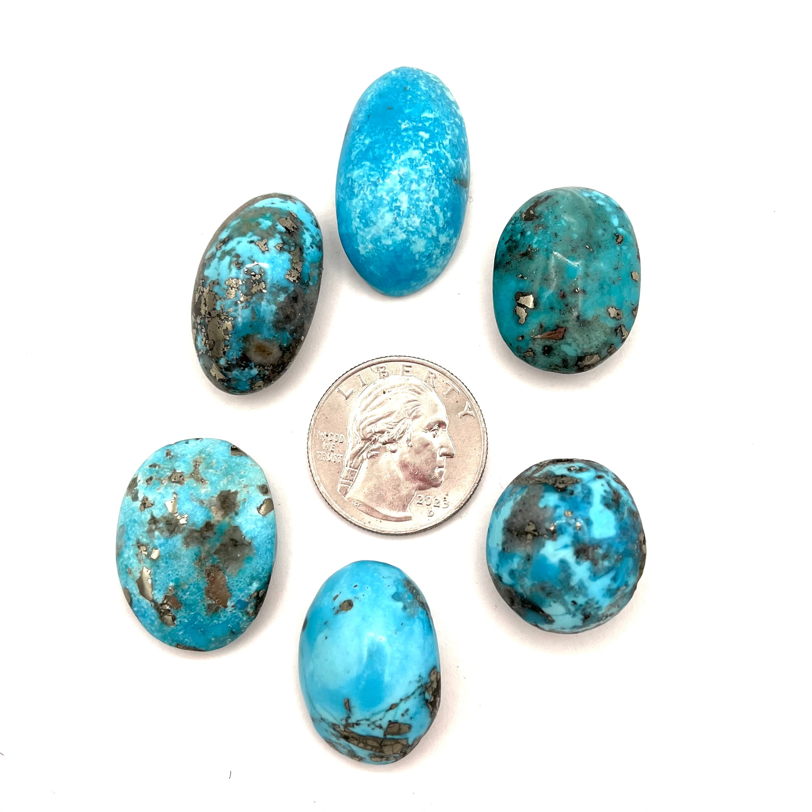 Turquoise with Pyrite Cabochons 7-9g