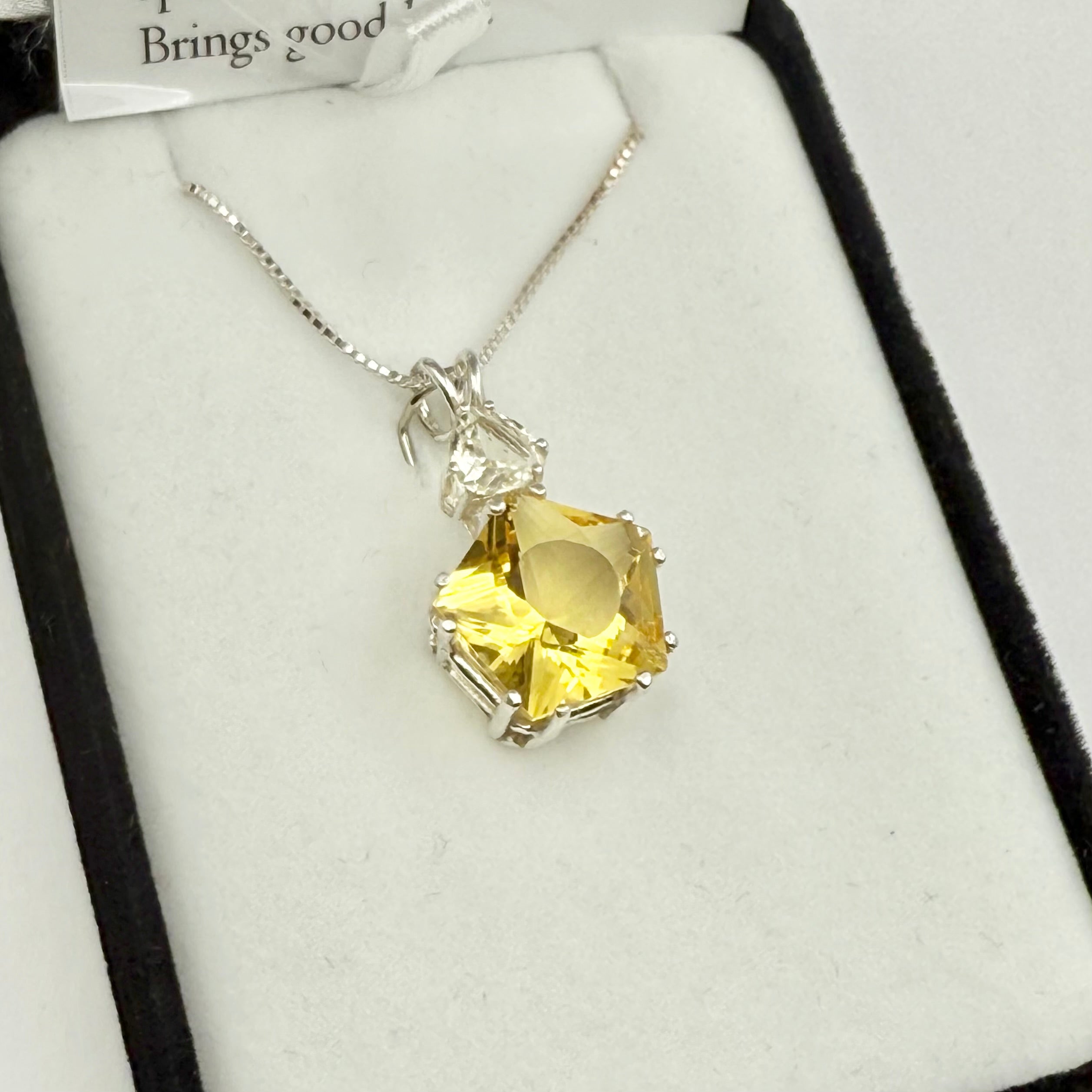 Siberian Gold Quartz Star of Venus w/ Trillion Cut Golden Labradorite Necklace- Paul Jensen Signature Collection