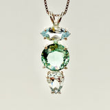 Colombian Obsidian Mini Radiant Heart w/ Blue Topaz & Aquamarine Necklace- Paul Jensen Signature Collection