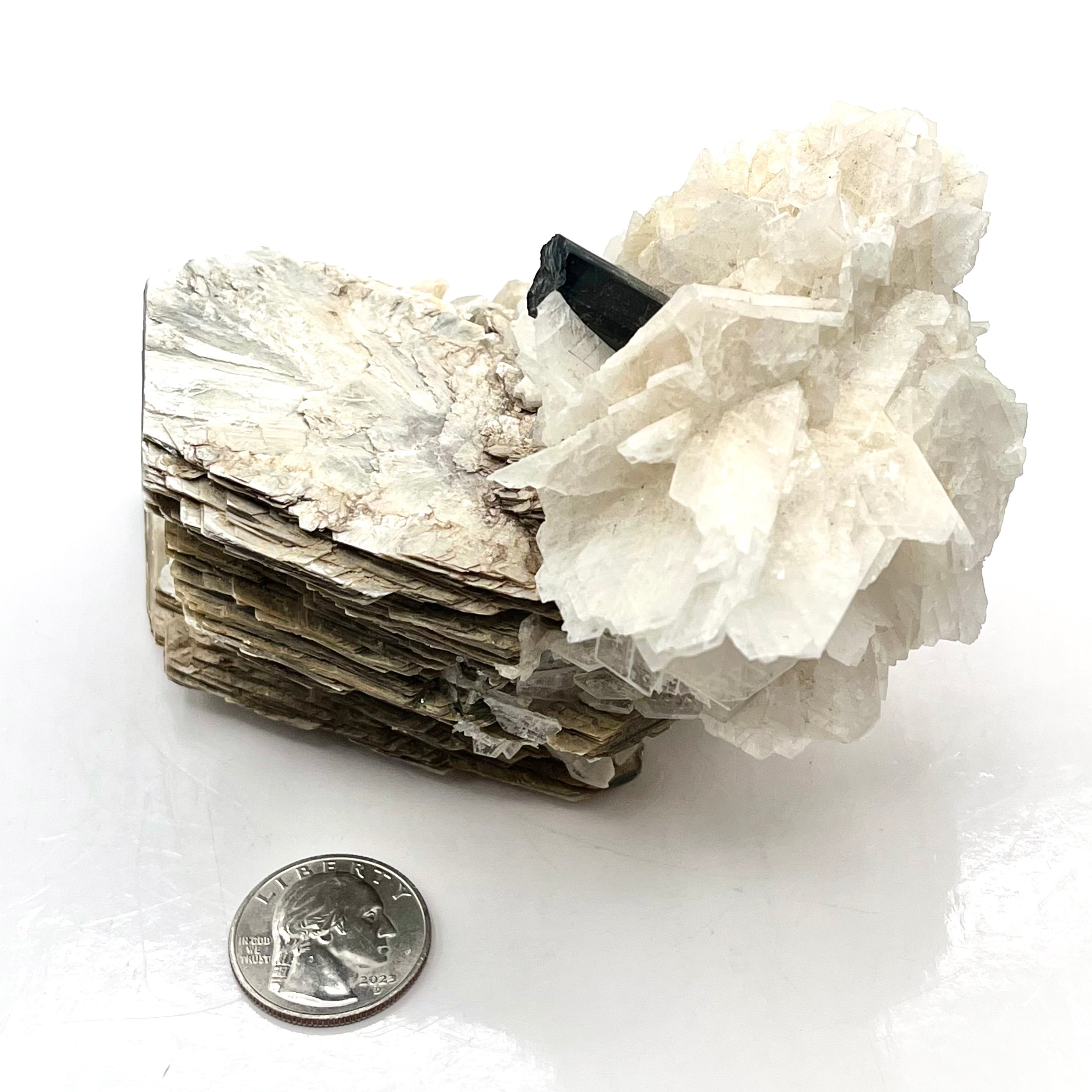 Stunning Mica & Layered Clevelandite Cluster w/ Black Tourmaline
