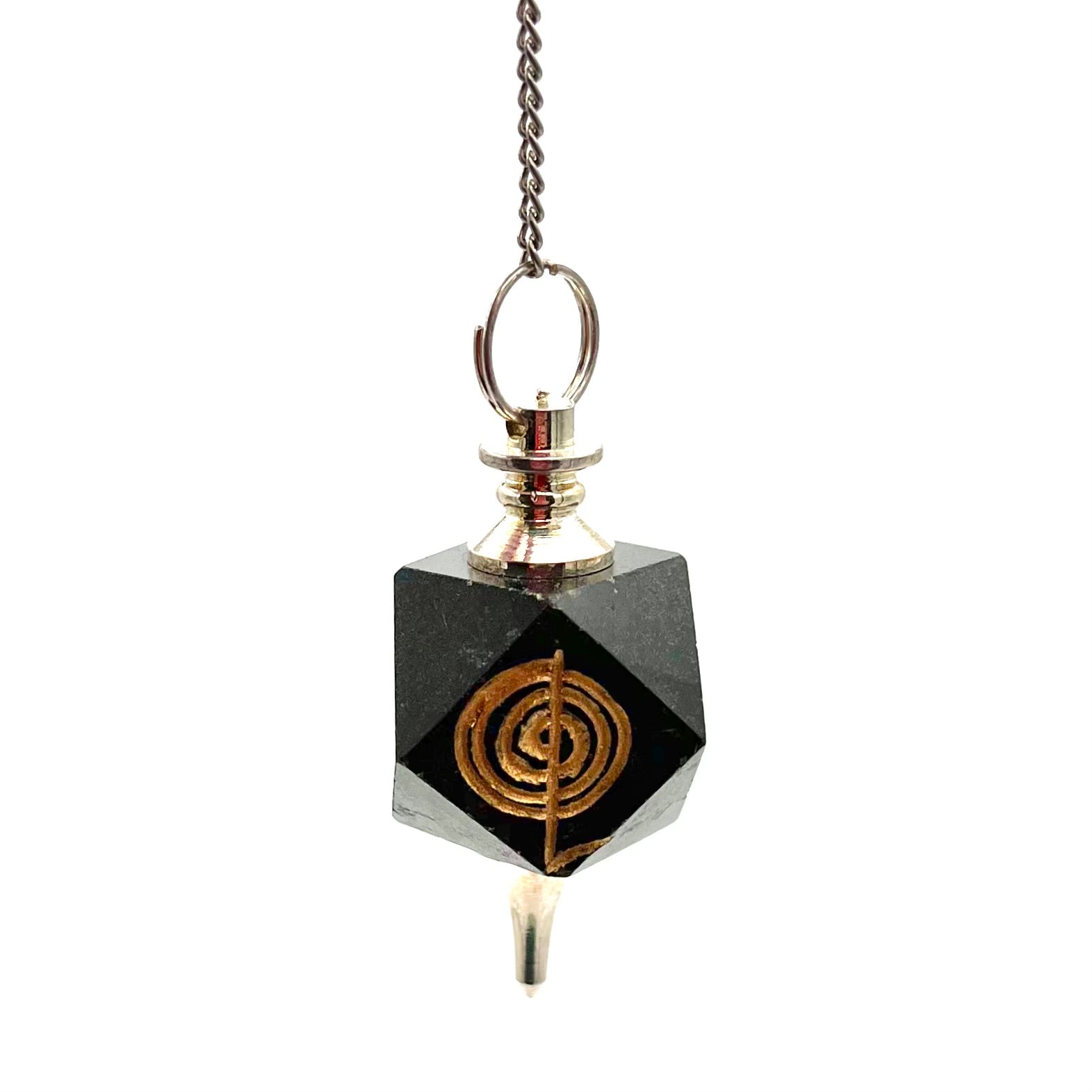 Black Tourmaline Sacred Geometry w/ Reiki Symbol Pendulum