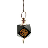 Black Tourmaline Sacred Geometry w/ Reiki Symbol Pendulum