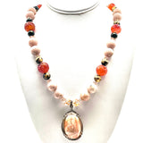 One of a Kind Dragon Necklace w/ Museum Quality Opal, Onyx, Quartz, Carnelian, Obsidian, Peach Moonstone& 14k Gold Dragon Beads