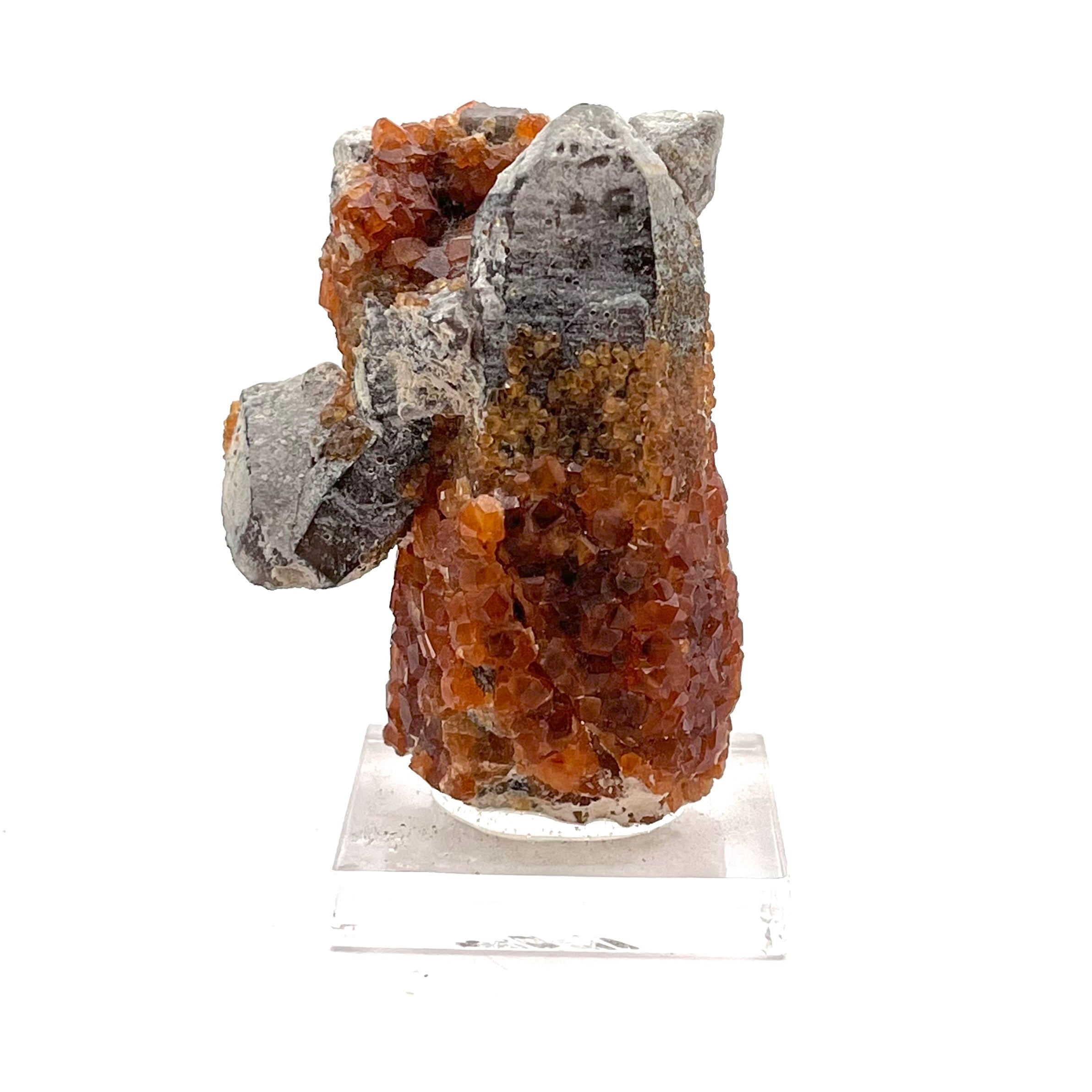 Rare Formation of Beautiful Spessartine Garnet w/ Smoky Quartz Points