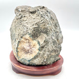 Raw &Polished Amethyst Cluster in Wooden Stand