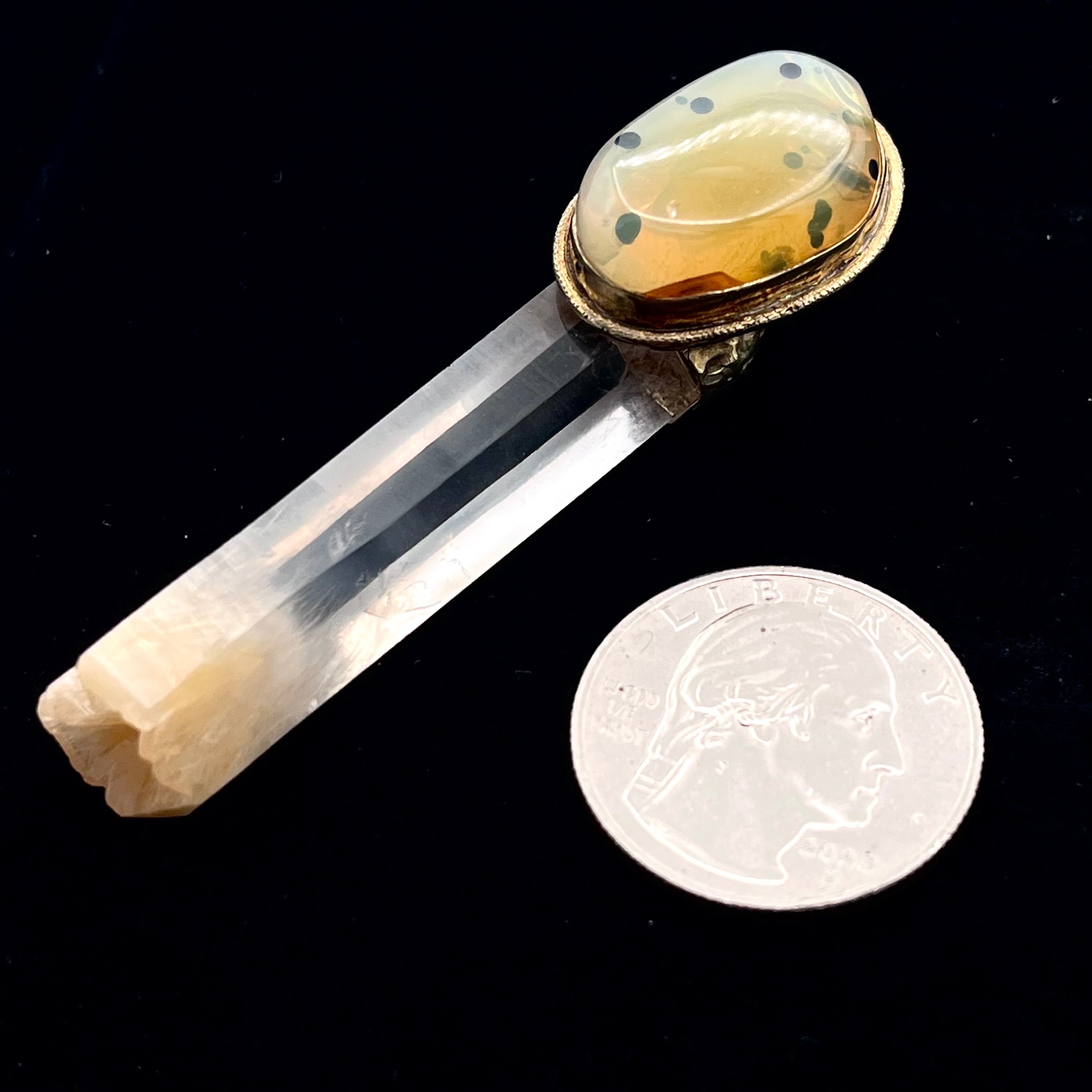 Dendritic Opal with Colombian Gold Tip Pendant- Joel Glick Exclusive Collection- #10