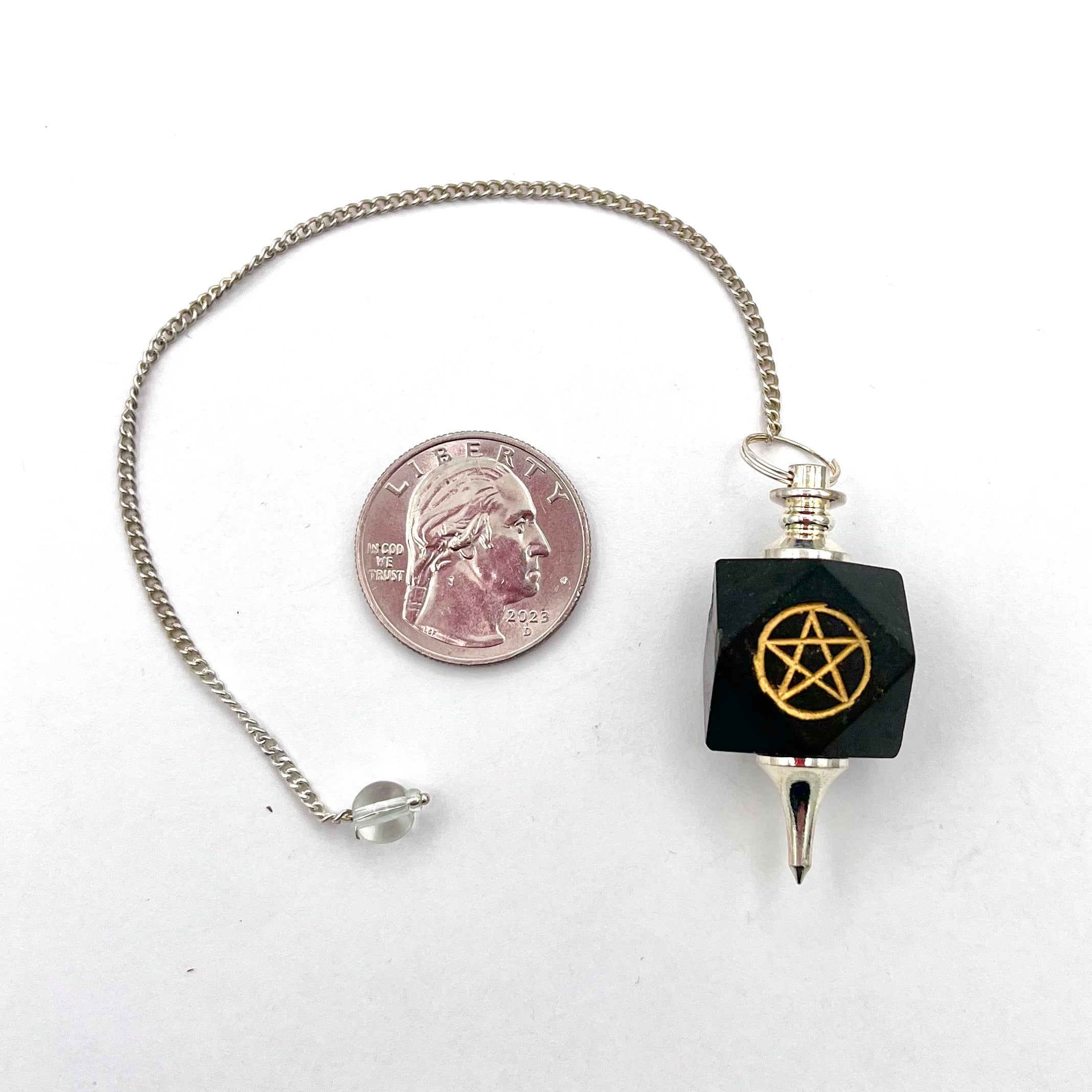 Black Tourmaline Sacred Geometry w/ Reiki Symbol Pendulum