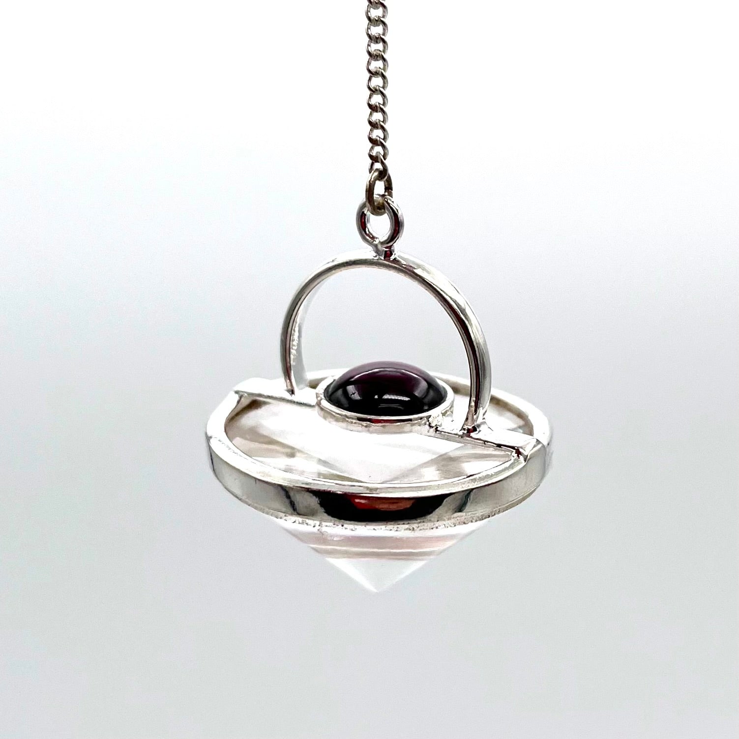 Clear Quartz w/ Garnet Pendulum