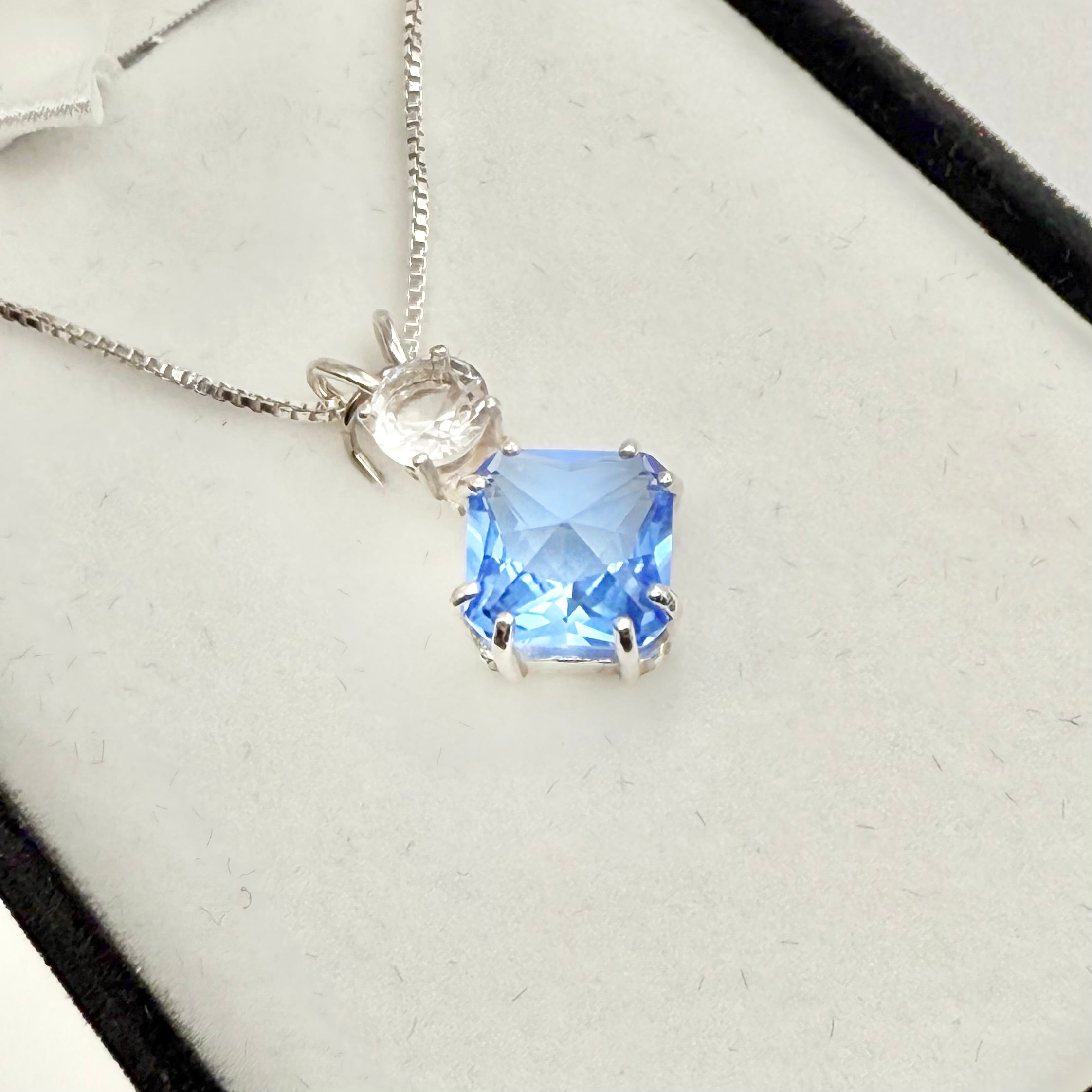 Siberian Blue Quartz Mini Magician Stone w/ Round Cut Danburite Necklace- Paul Jensen Signature Collection