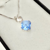 Siberian Blue Quartz Mini Magician Stone w/ Round Cut Danburite Necklace- Paul Jensen Signature Collection