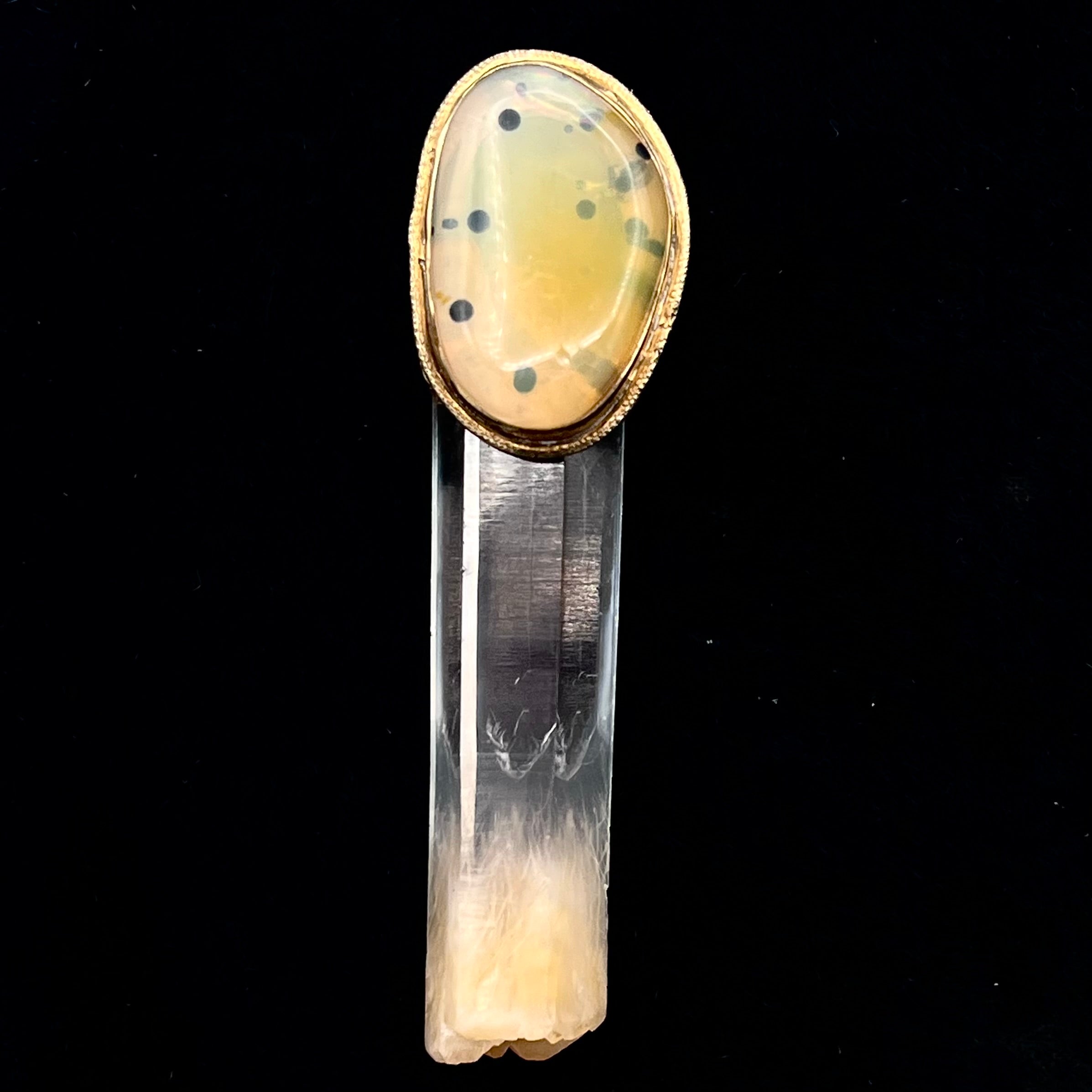 Dendritic Opal with Colombian Gold Tip Pendant- Joel Glick Exclusive Collection- #10