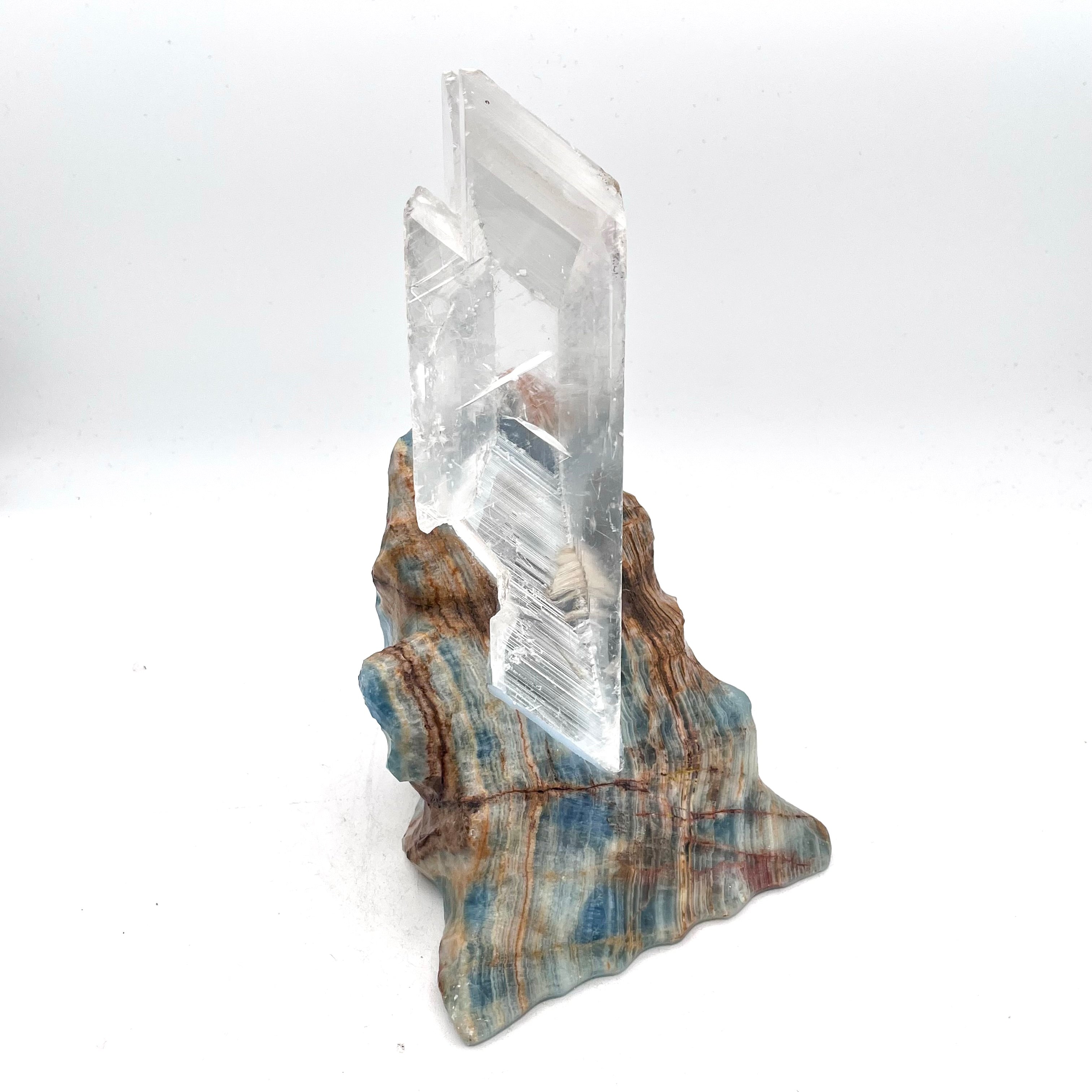 Twin Selenite Blue Onxy Lamp