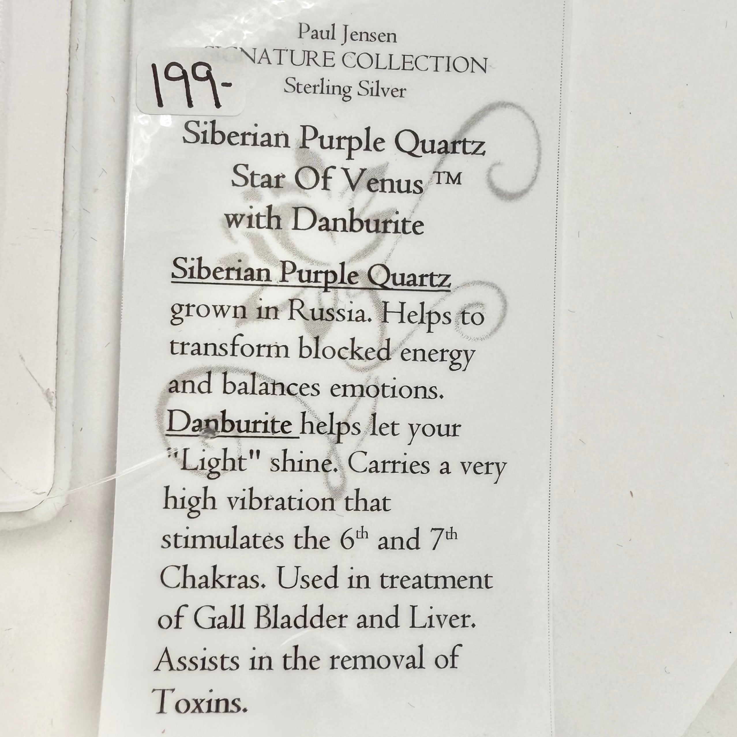 Siberian Purple Quartz Star of Venus w/ Danburite Necklace- Paul Jensen Signature Collection