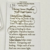 Tibetan Green Obsidian 10mm w Pear Cut Clear Quartz- Paul Jensen Signature Collection