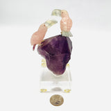 Amethyst, Fluorite, Rose Quartz Carved Birds