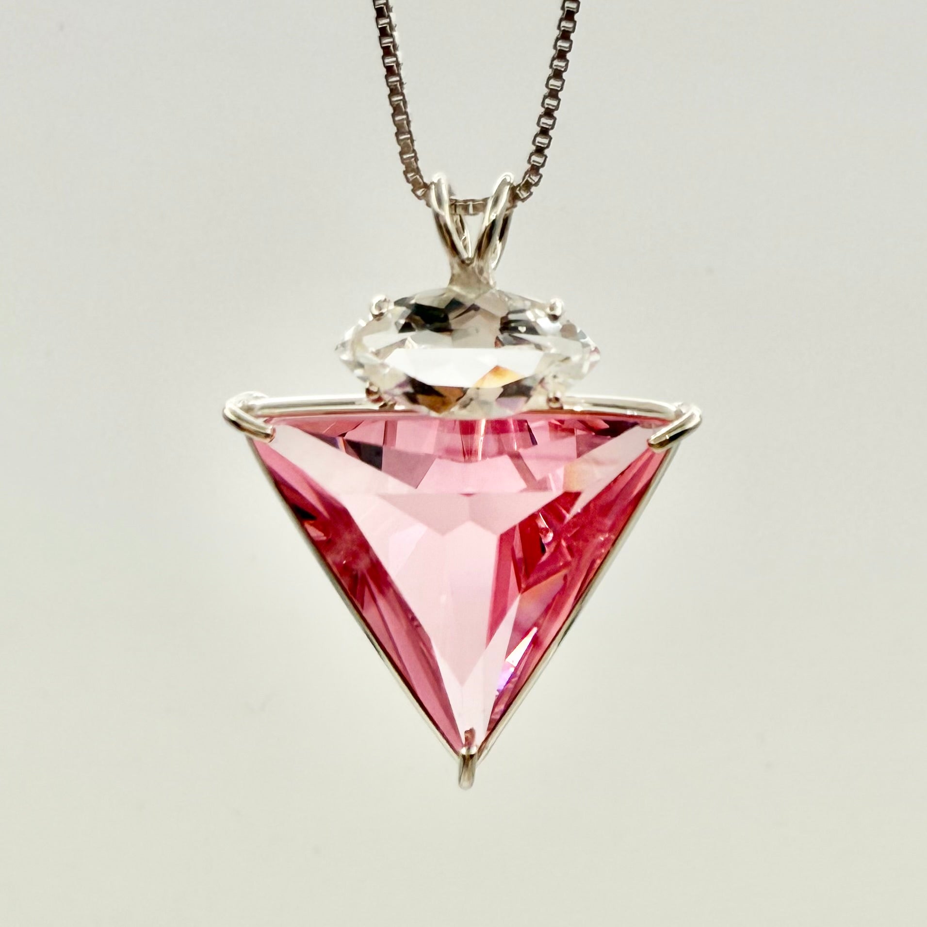 Pink Garnet Angelic Star w/ Marquis Cut Clear Quartz Necklace- Paul Jensen Signature Collection