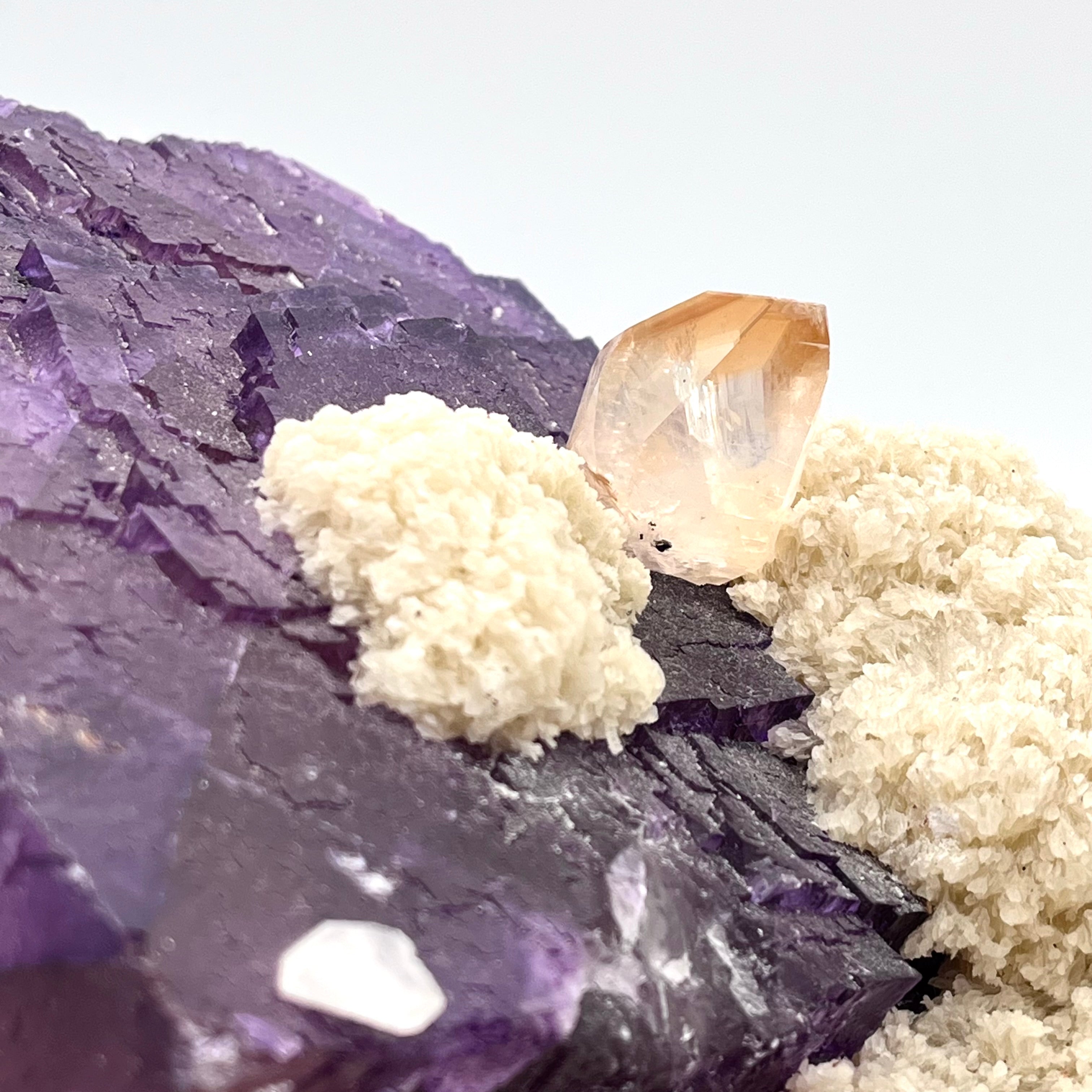 Exquisite Purple Fluorite Cube on Calcite