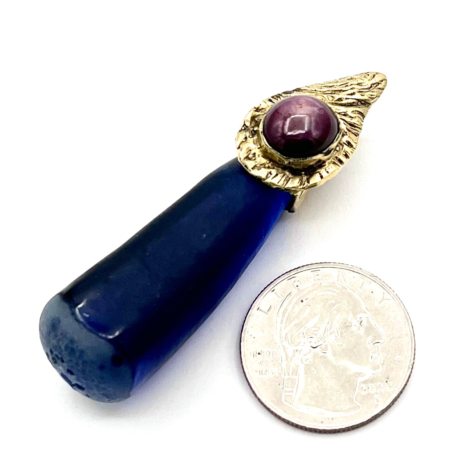 Star Ruby, Blue Sapphire& Gold Pendant- Joel Glick Exclusive Collection- #20