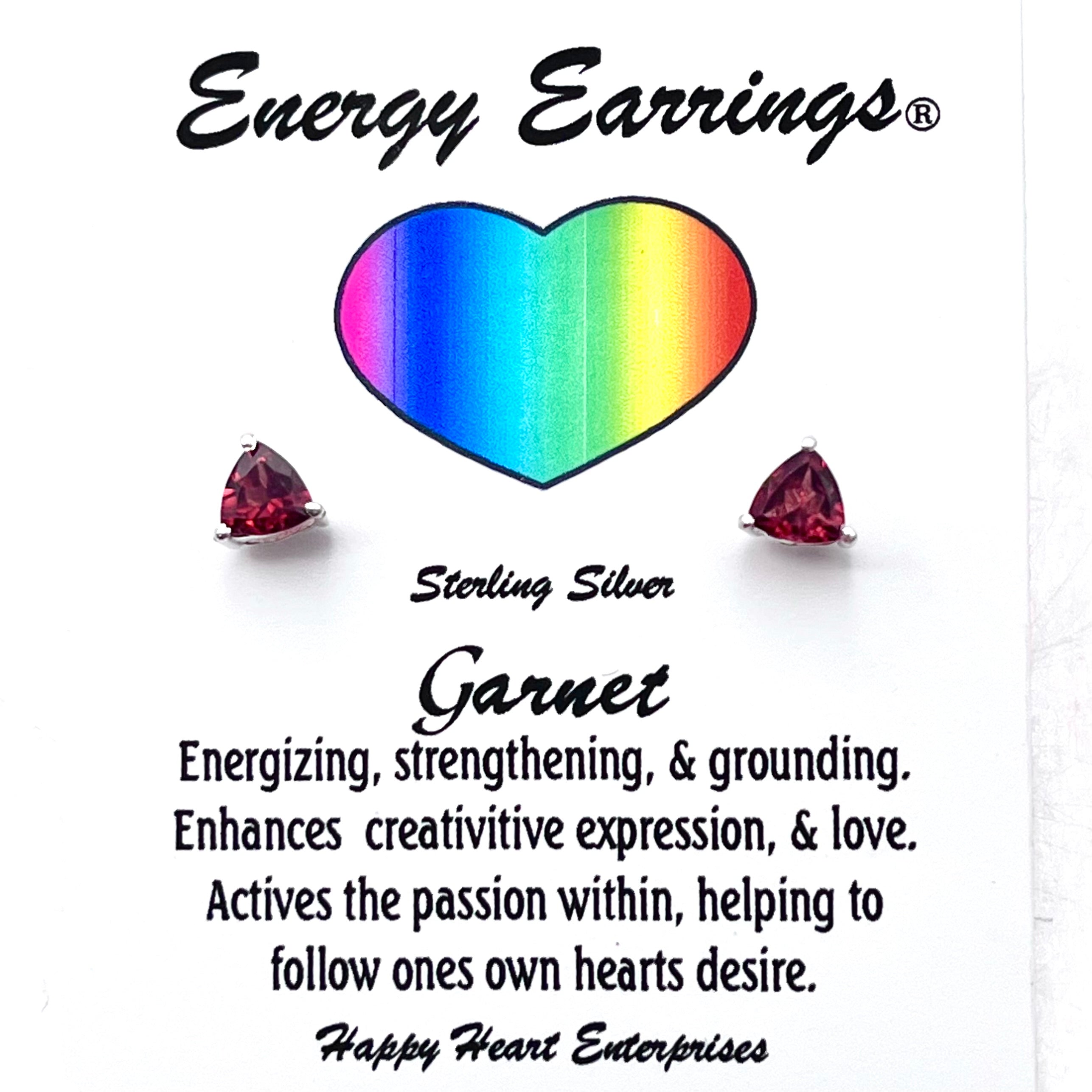 Garnet Triangle Stud Energy Earrings