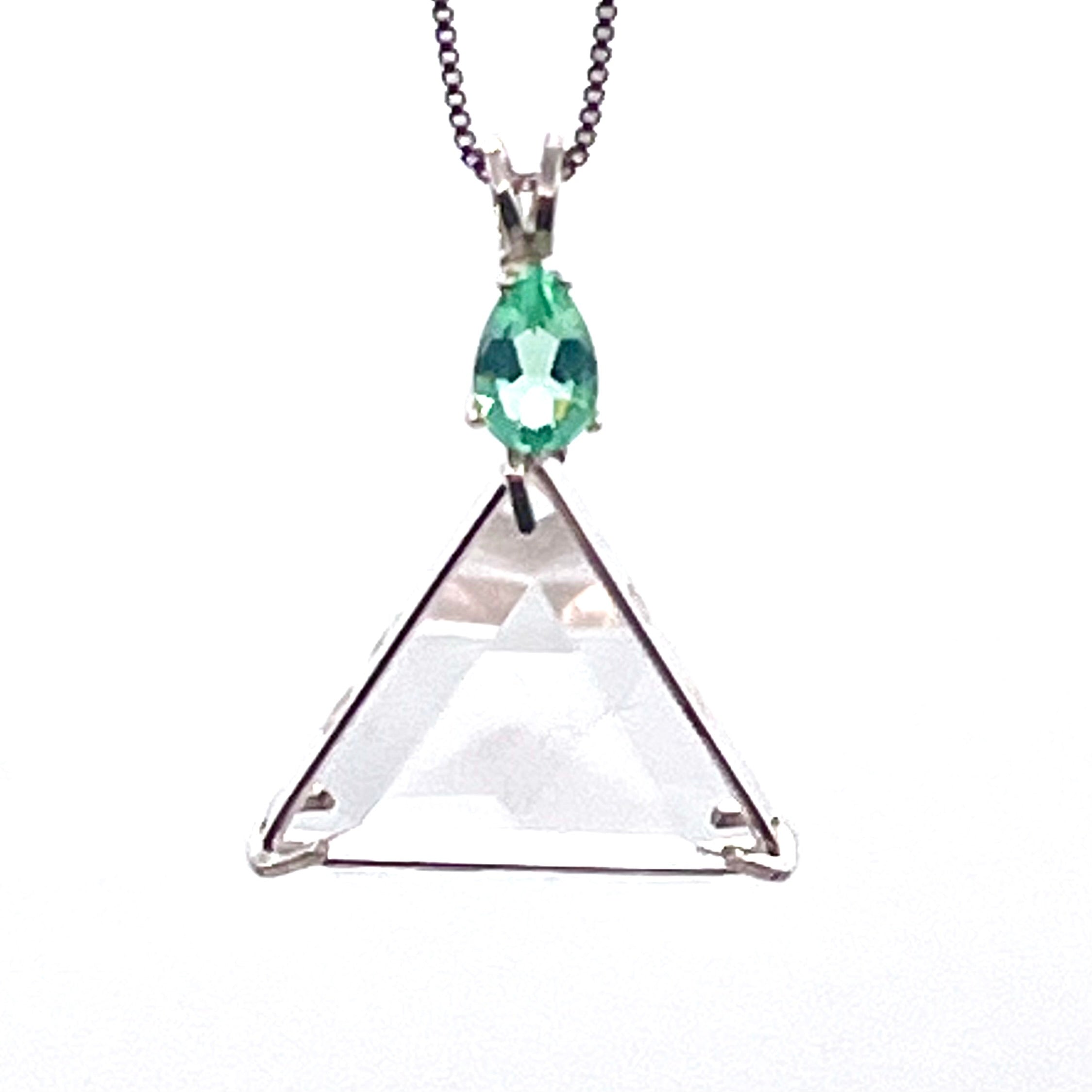 Clear Quartz Star of David w/Tibetan Green Obsidian Necklace- Paul Jensen Signature Collection