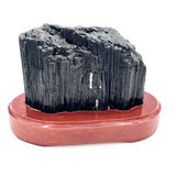 Raw Black Tourmaline in Wood Base