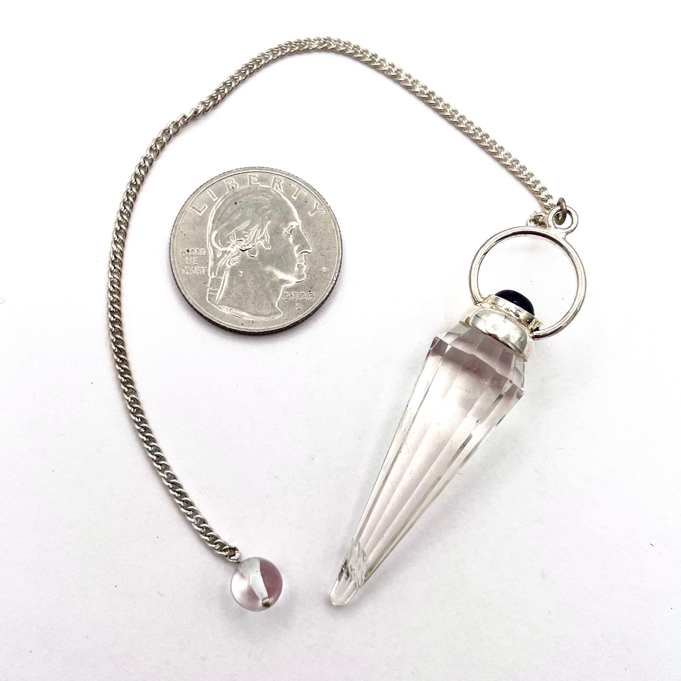 Clear Quartz w/ Garnet Pendulum