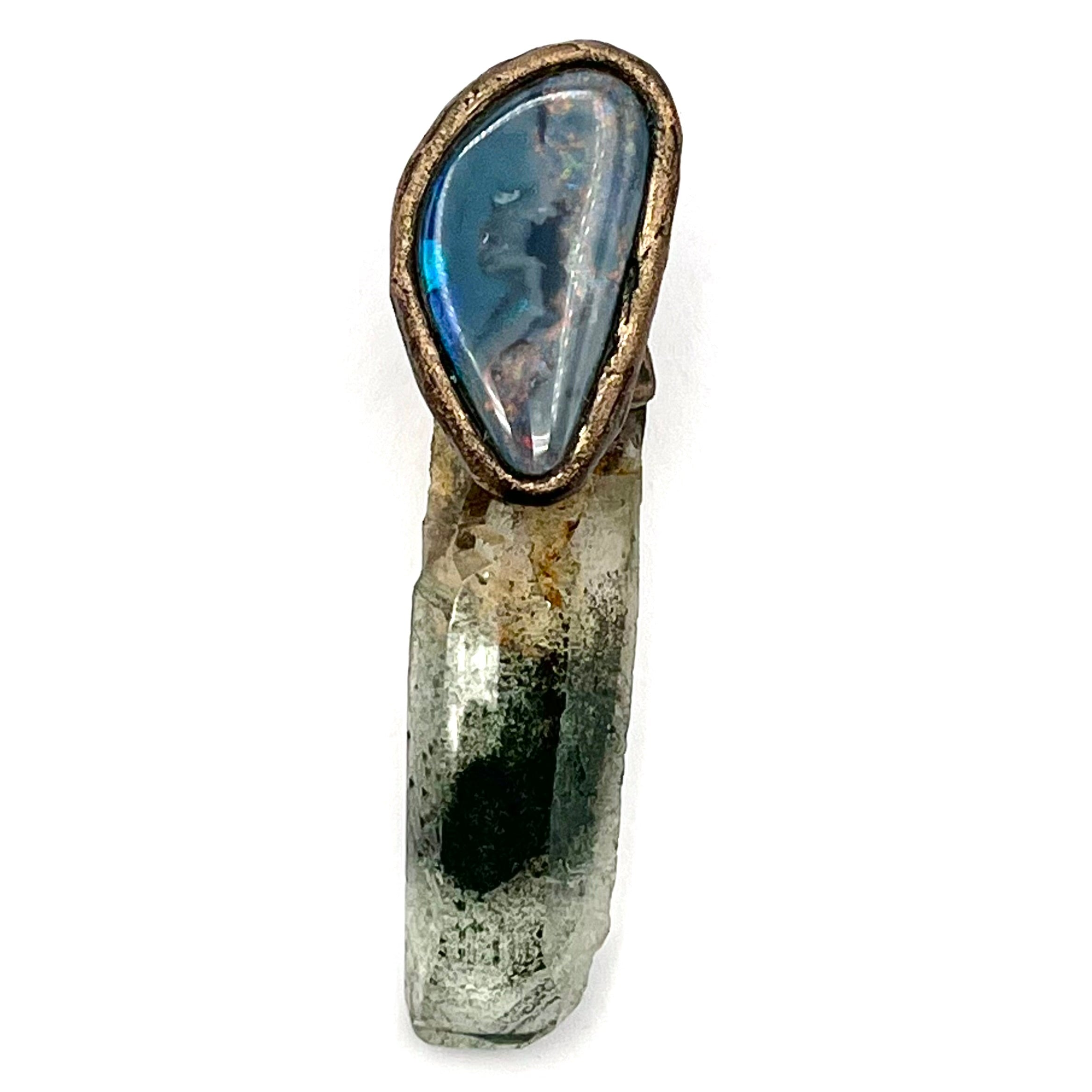 Opal, Phantom Quartz& Bronze Pendant- Joel Glick Exclusive Collection- #54