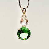 Tibetan Green Obsidian 10mm w Pear Cut Clear Quartz- Paul Jensen Signature Collection