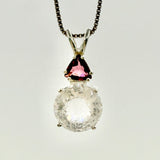 Danburite Mini Radiant Heart w/ Trillion Cut Pink Tourmaline Necklace- Paul Jensen Signature Collection