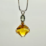 Siberian Gold Quartz Mini Magician Stone w/ Oval Cut Moldavite Necklace- Paul Jensen Signature Collection