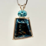 Covellite w/ Oval Cut Blue Zircon- Paul Jensen Signature Collection