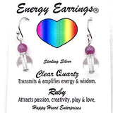 Clear Quartz& Ruby Energy Earrings