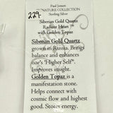 Siberian Gold Quartz Radiant Heart Crystal w Trillion Cut Golden Topaz Necklace- Paul Jensen Signature Collection