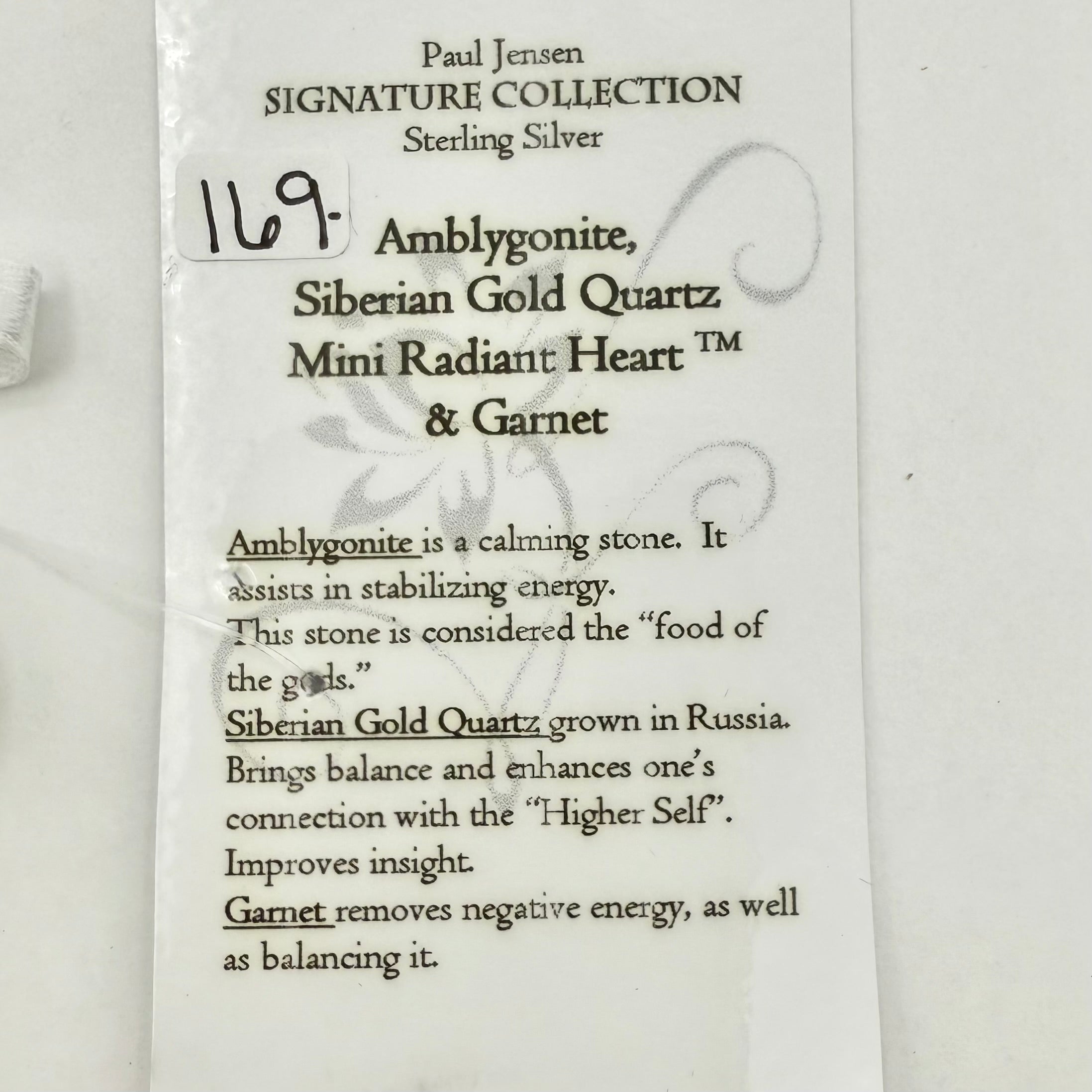 Amblygonite , Siberian Gold Quartz Mini Radiant Heart & Garnet Necklace- Paul Jensen Signature Collection