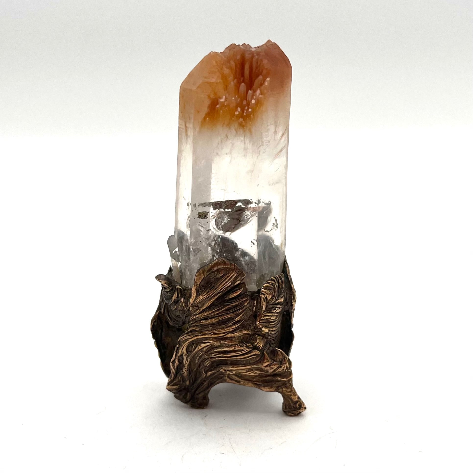 Orange Tip Colombian Lemurian in Brass Collector’s Piece