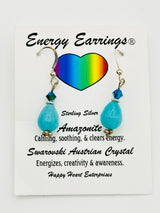 Amazonite Swarovski Austrian Crystal Energy Earrings