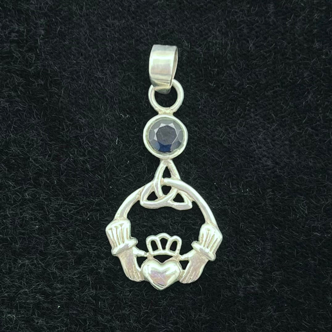 Sapphire Claddagh Pendant