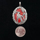 Red Tropical Bird Shell Pendant
