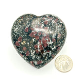 Spinel in Black Fuchsite Heart Stone