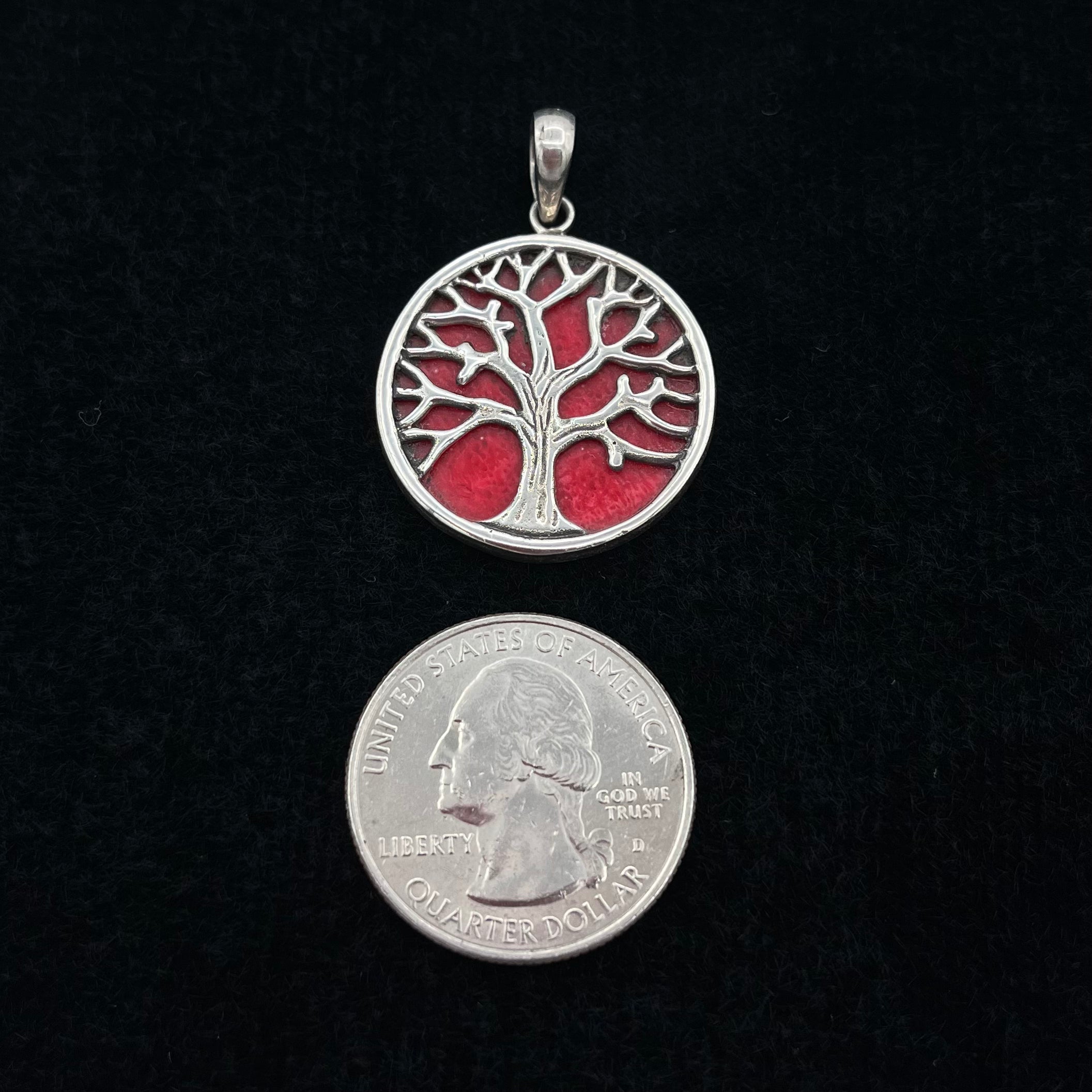 Red Tree of Life Shell Pendant