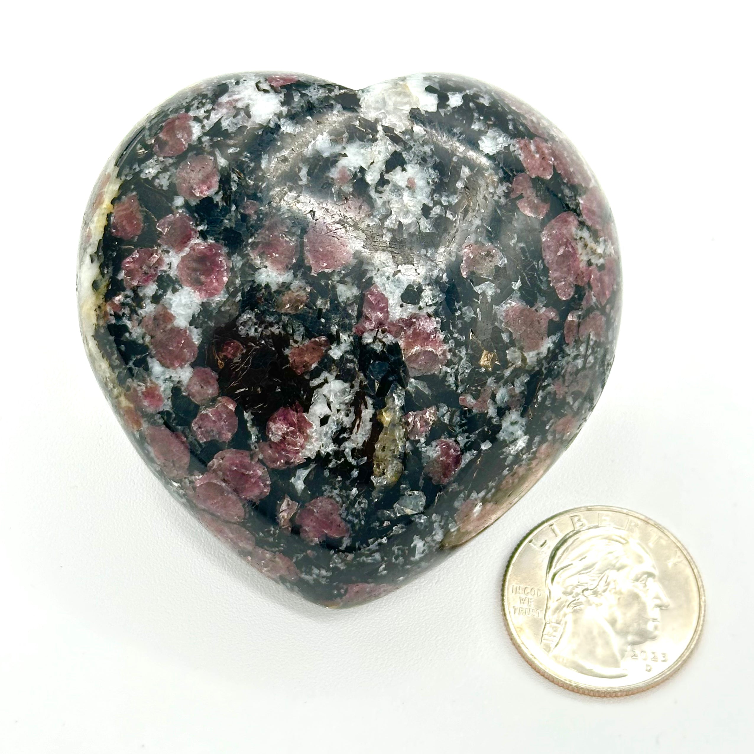 Spinel in Black Fuchsite Heart Stone