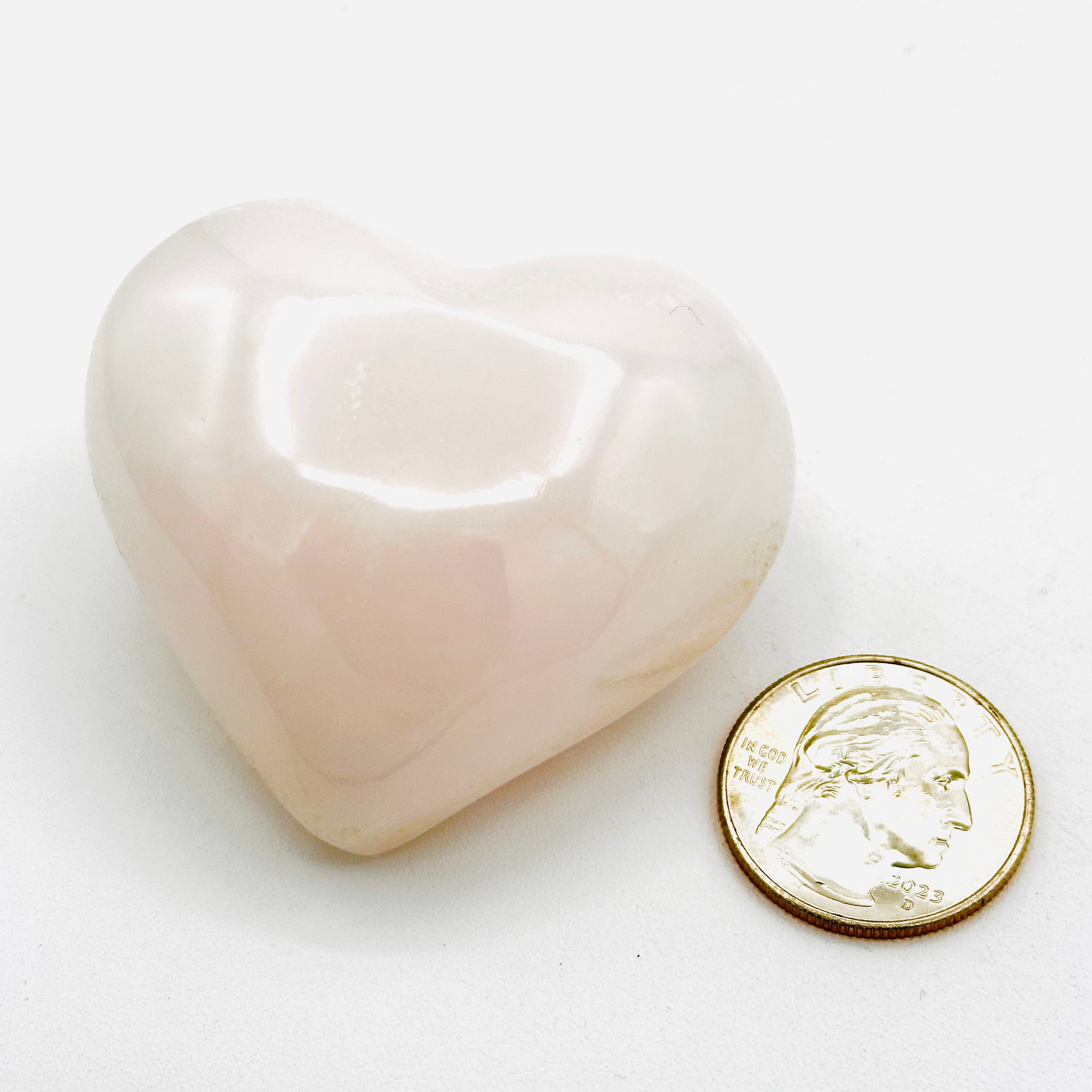 Pink Mangano Calcite Heart Stone